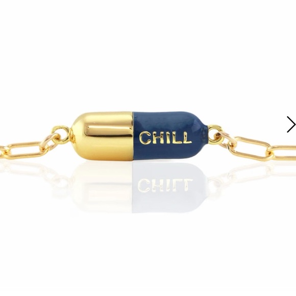 Kris Nations Jewelry - Chill Pill Enamel Bracelet
Gold Filled & Blue Enamel
New!